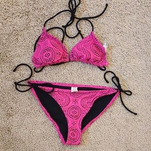 OP Pink Black Bikini Set